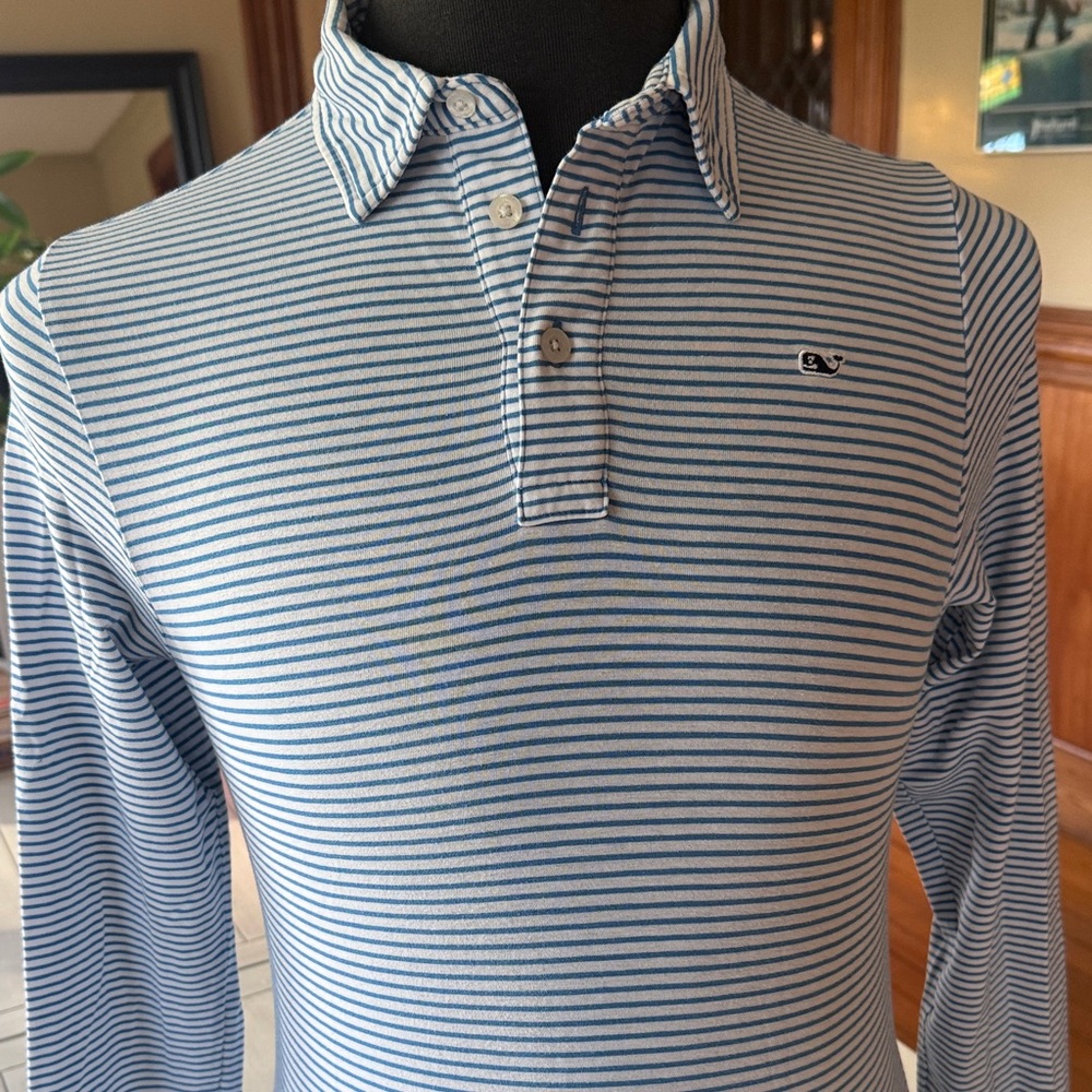 Vineyard Vines Men's Navy and White Polo